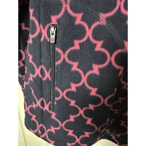 Talbots Fleece Jacket Pink & Navy Women’s Size Medium, Soft With Zip Pockets - Picture 5 of 13